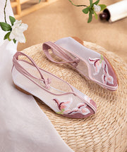 Women Splicing Sandals Pink Tulle Hollow Out Embroidery