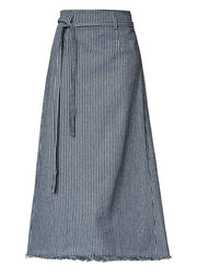 Women Striped High Waist Tie Waist Maxi Skirts