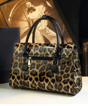 Women Stylish Leopard Embossed Calf Leather Tote Handbag