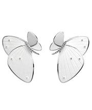 Women Transparen Color Sterling Silver Zircon Resi Butterfly Hoop Earrings