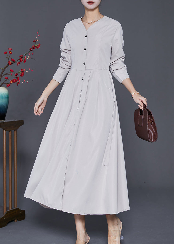 Women V Neck Tie Waist Exra Large Hem Maxi Dress Fall