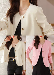 Women White O-Neck Cotton Jackets Spring