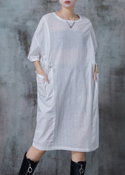 Women White Oversized Patchwork Drawstring Maxi Dress Summer