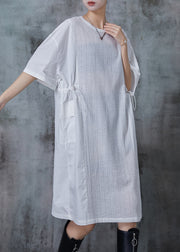 Women White Oversized Patchwork Drawstring Maxi Dress Summer