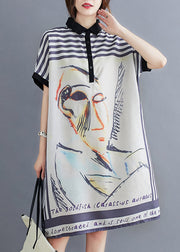 Women White Oversized Print Cotton Maxi Dress Summer