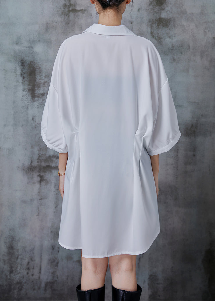 Women White Oversized Side Open Chiffon Blouses Summer