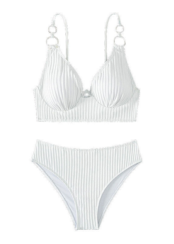 Women White Sexy Backless Beach Swimwear Set