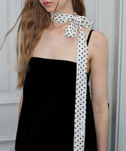 Women White Silk Dot Print Silk Scarf