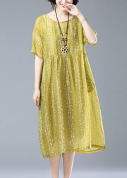 Women Yellow Embroidered Patchwork Linen Tops And Spaghetti StrapTwo Piece Set Summer