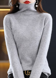 Women Yellow Turtle Neck Slim Fit Woolen Knit Pullover Spring