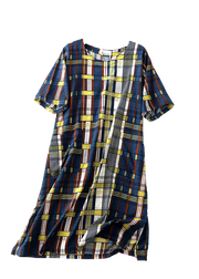 Grace O Neck Tunic Dress Lnspiration Blue Plaid Maxi Dress