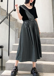 Women's summer plus size casual fashion unilateral strap skirt skirt + T-shirt two-piece suit