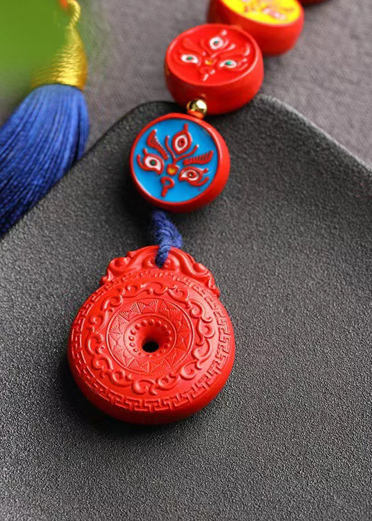 Wulu Caishen Cinnabar Car Hanging Tianzhu Ping An Buckle Embossing