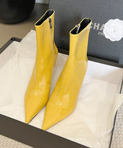 Yellow Fashion Splicing Stiletto Boots Pointed Toe