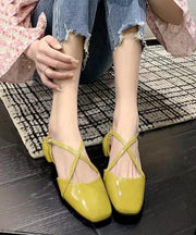 Yellow Hollow Out Cross Strap Splicing Stylish Chunky Sandals