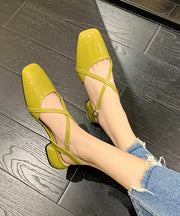 Yellow Hollow Out Cross Strap Splicing Stylish Chunky Sandals