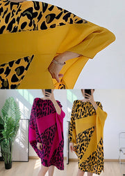 Yellow O-Neck Asymmetrical Patchwork Dresses Batwing Sleeve