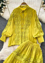 Yellow Patchwork Lace 2 Piece Outfit Exra Large Hem Spring