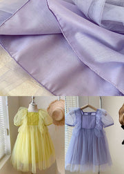 Yellow Patchwork Tulle Baby Girls Princess Dresses Wrinkled Summer