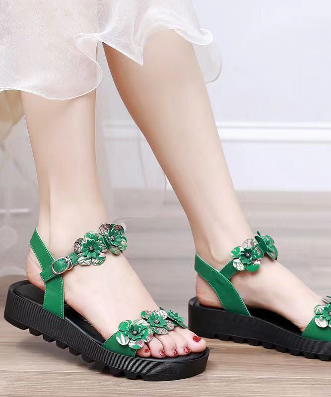 Yellow Sandals Platform Faux Leather Casual Splicing Floral soolinen shoes-20251