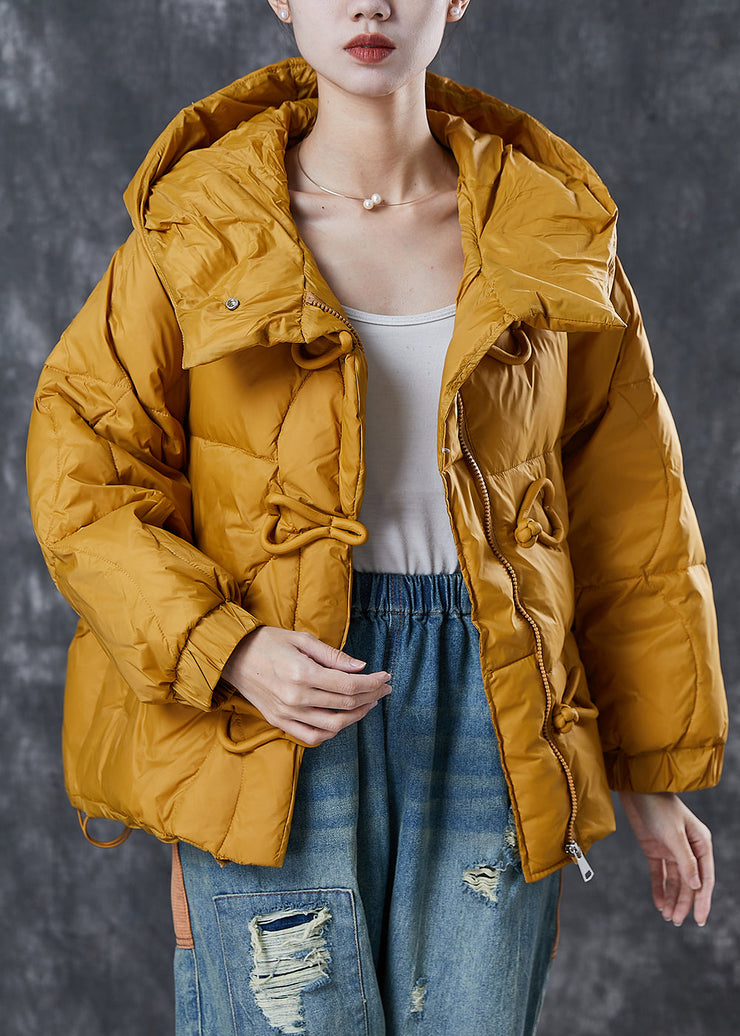 Yellow Warm Duck Down Down Coat Chinese Button Winter