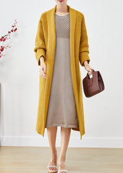 Yellow Warm Knit Long Cardigans Oversized Winter