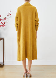 Yellow Warm Knit Long Cardigans Oversized Winter