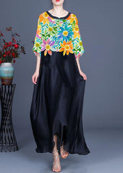 Plus Size floral pattern Print O-Neck Chiffon Summer Dress