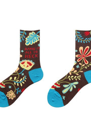 Flower Printed Cute Sweet Socks - 3 Pairs