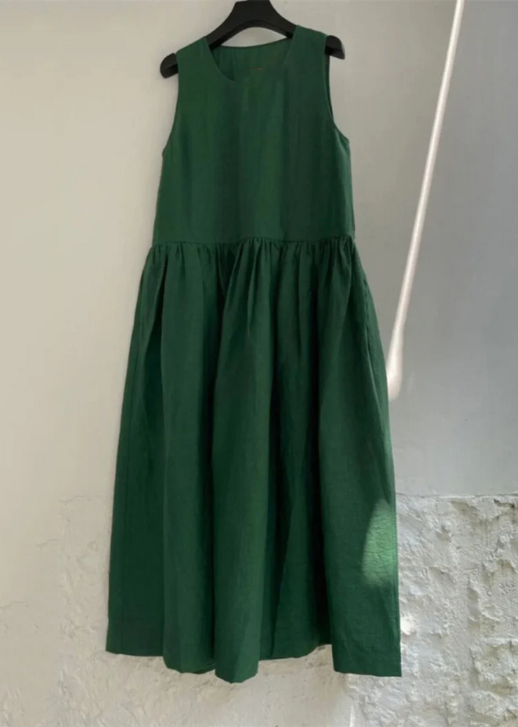 Natural Green Patchwork Solid Maxi Dress Grace