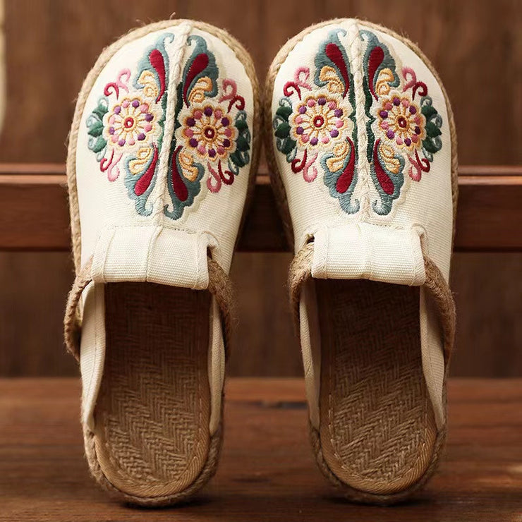 2022 Linen Floral Shoes flip flop Flats