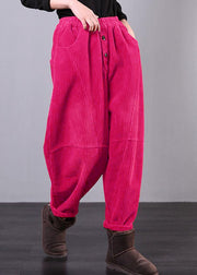 Modern Mulberry Women Pants Oversize Fall Corduroy Pockets Cotton Casual Pants