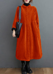 French Rust red corduroy coats Inspiration thick Cinched women coats ( Limited Stock)