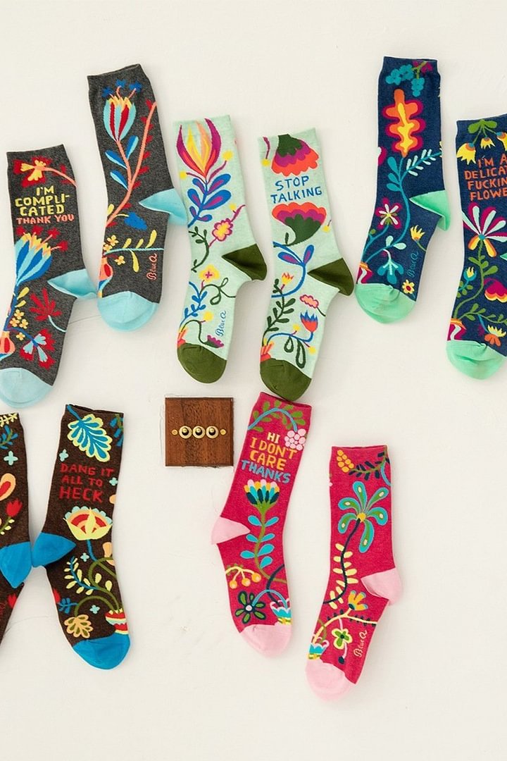 Flower Printed Cute Sweet Socks - 3 Pairs