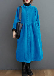 French dark blue corduroy coats Inspiration thick Cinched women coats ( Limited Stock)