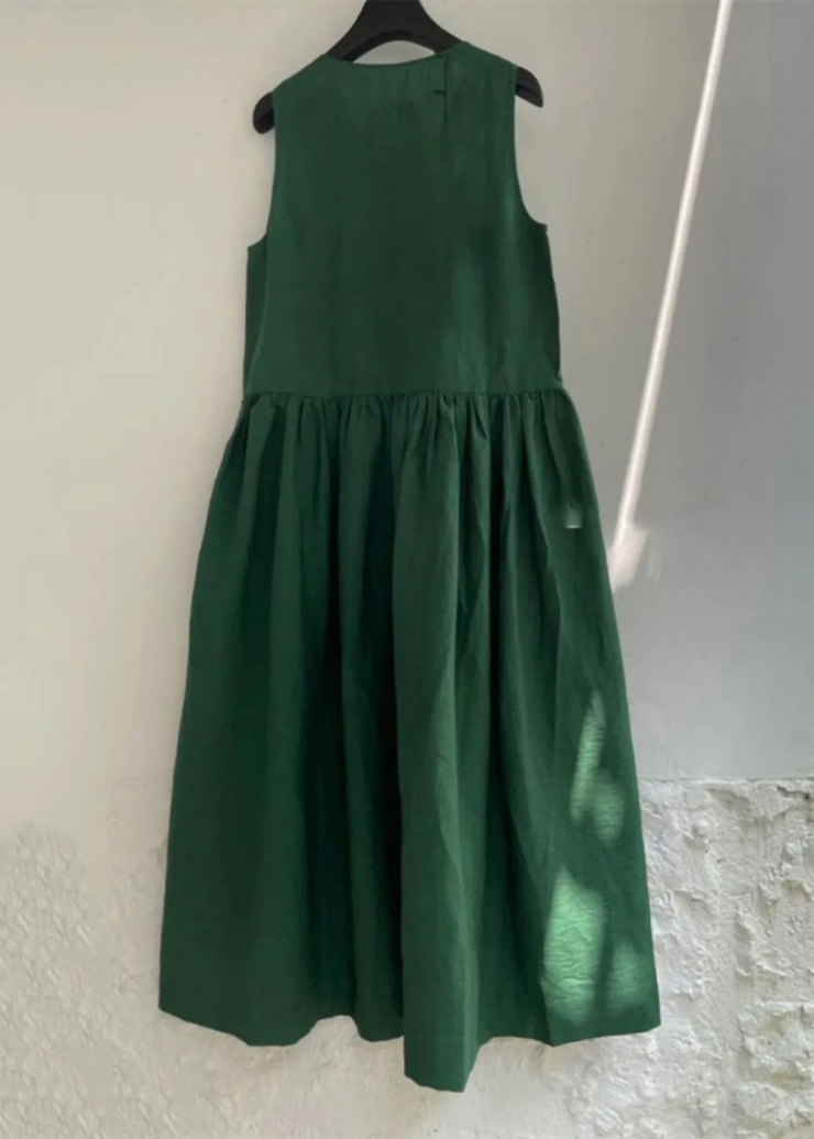 Natural Green Patchwork Solid Maxi Dress Grace