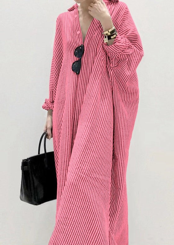 Boutique Pink Peter Pan Collar Striped shirts Dress Spring