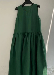 Natural Green Patchwork Solid Maxi Dress Grace