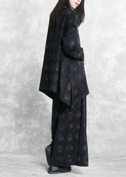 black print blouse plus size pants two pieces Set asymmetric o neck