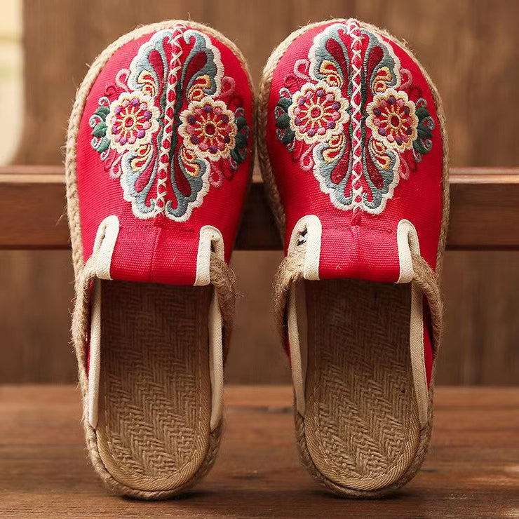 2022 Linen Floral Shoes flip flop Flats