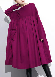 Chic Purple shift dress cotton clothing dress