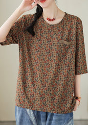 Casual Retro Floral Cotton Summer Tops