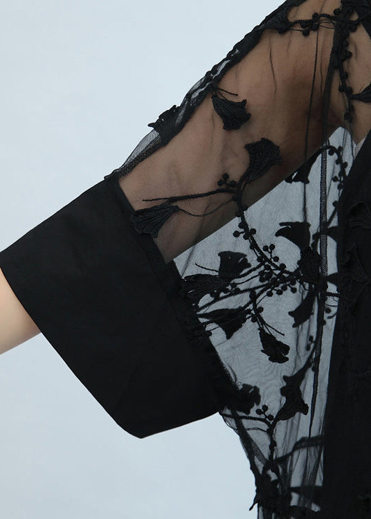 summer 2021 black embroidery lace dresses plus size maxi dress