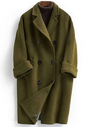 Woolen Coat trendy plus size long double breast women coats Notched - SooLinen