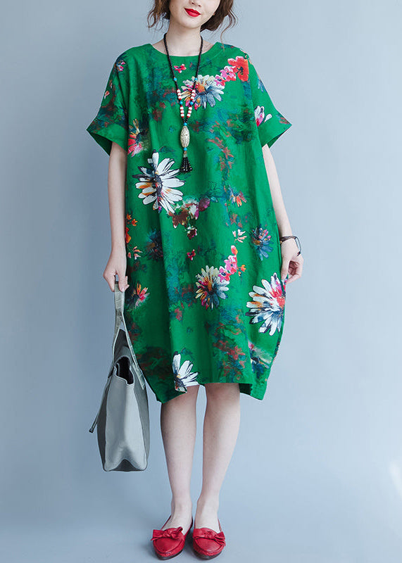 fine green chiffon dress oversize traveling dress boutique short sleeve prints chiffon clothing dresses