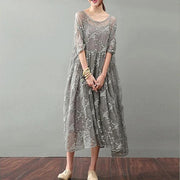French beige big hem cotton clothes bracelet sleeved Art summer Dresses main image 1