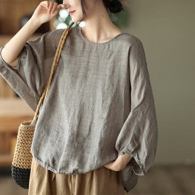 2025 Summer Loose Linen Solid T-Shirt