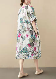 Frauen-Blumenbaumwollkleider plus Größenkleidungs-Hemdkleid Vintage große Taschen Kurzarm-Baumwollkleidungskleid