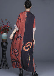 Chocolate Print Silk Maxi Dress Cardigan - SooLinen