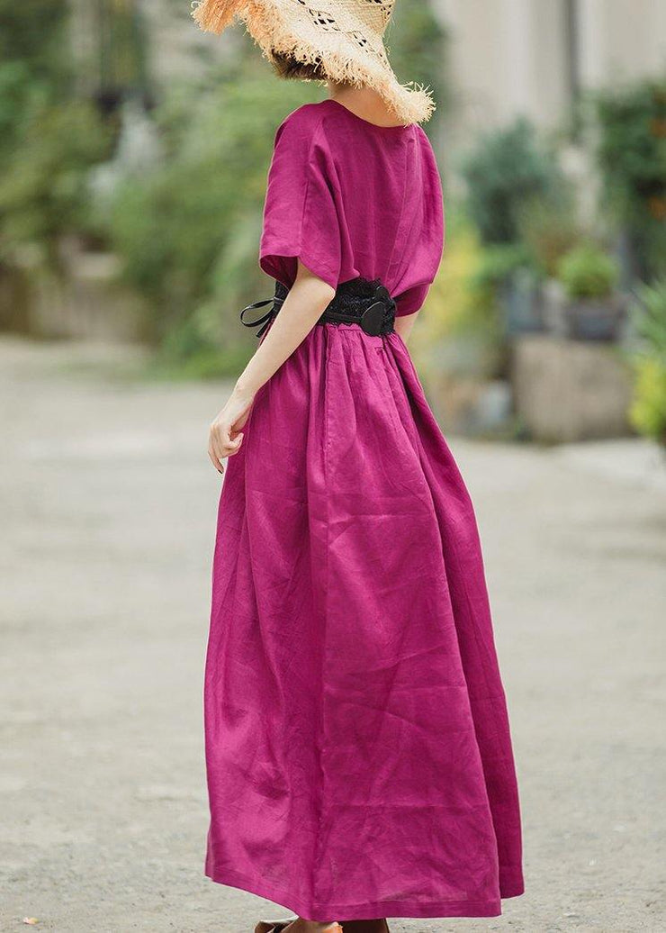 Cute Rose Linen Dresses Plus Size Summer Dress - SooLinen